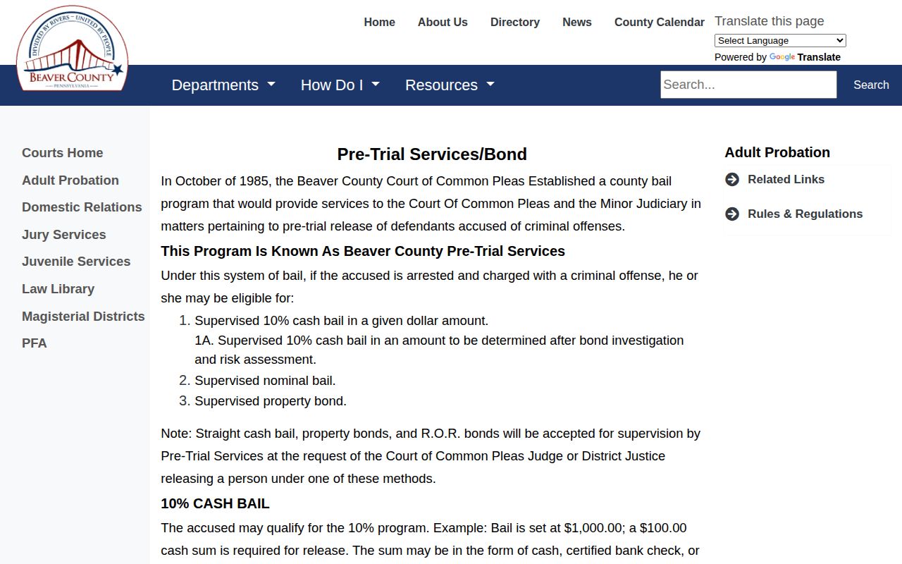 Beaver County released inmate bond reporting information