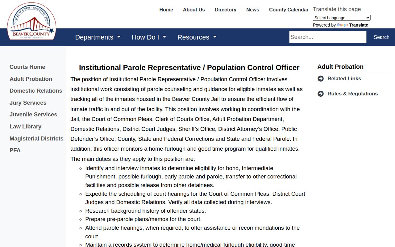 Beaver County released inmate record review process