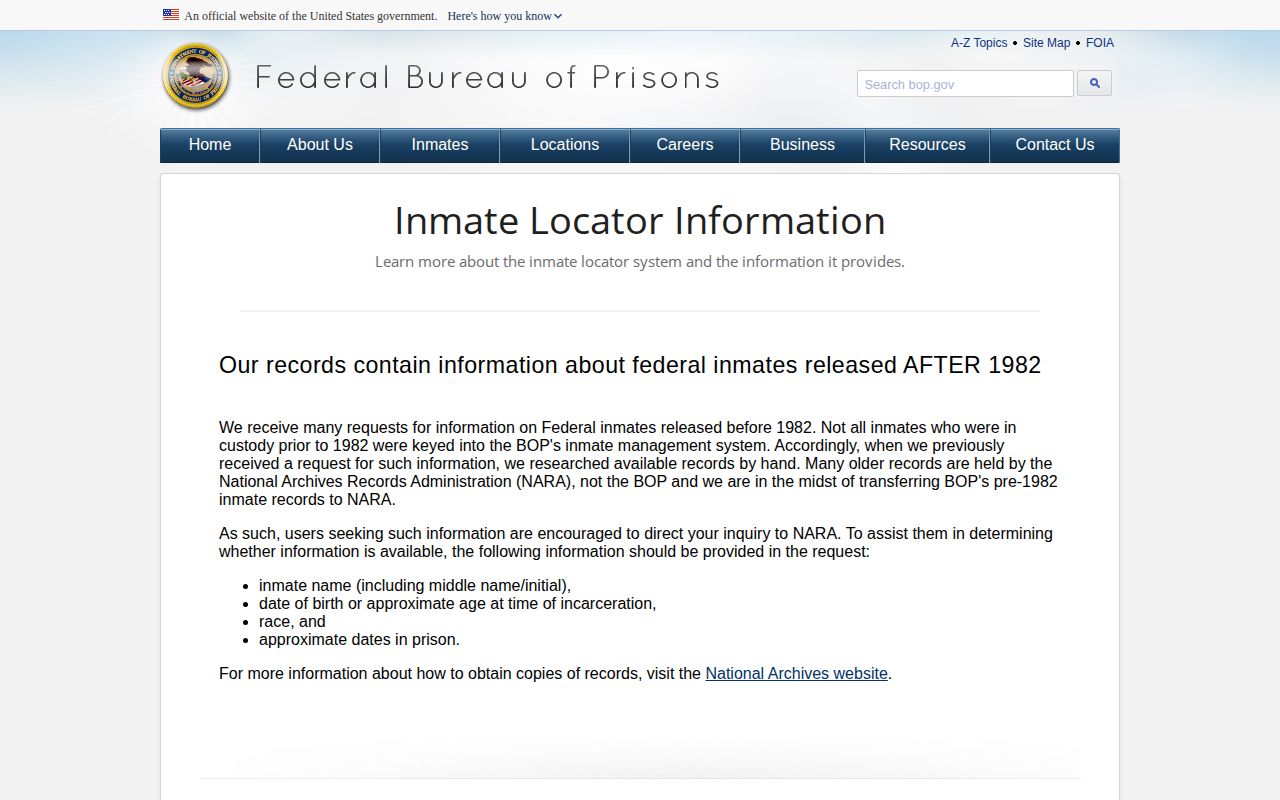 Federal BOP Beaver County release status explanation